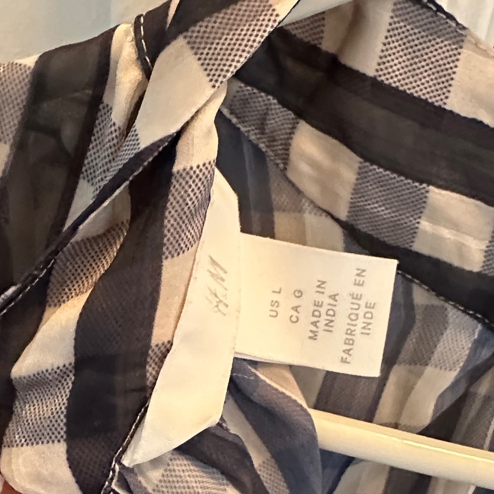 Checkered Blue and off White Women's blouse - Picture 8 of 11